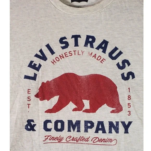 Levi Strauss & Co Mens 2XL Graphic T Shirt Bear Company Est 1853‎ Crew Neck Tee - Picture 6 of 6